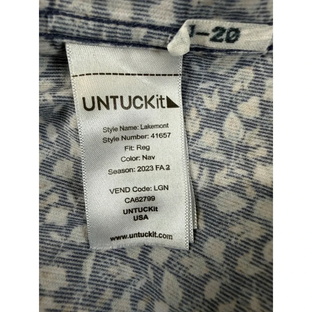 UNTUCKit Lakemont shirt regular fit Mens‎ 3XL Navy Floral Cotton Button Down EUC